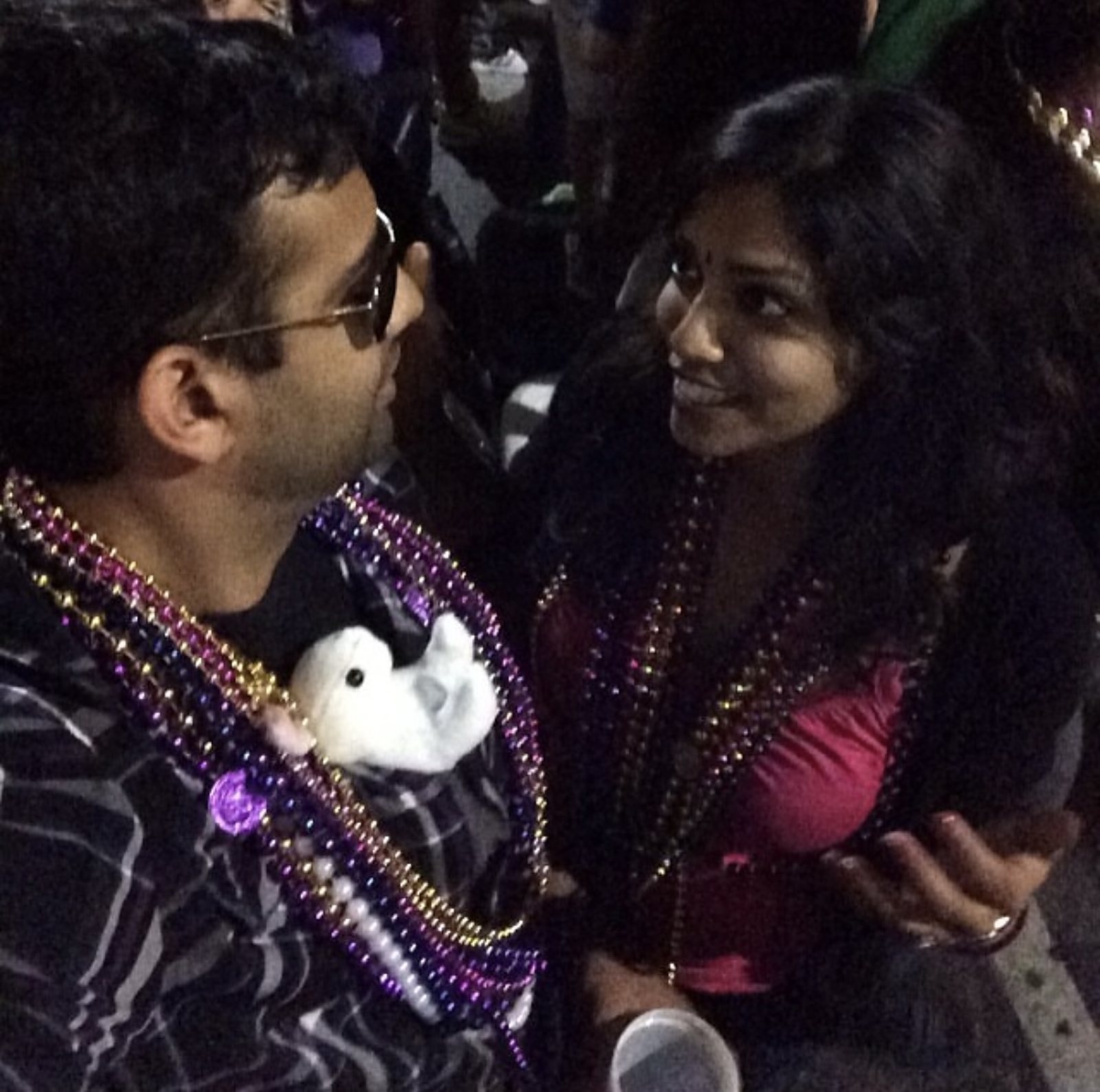 catching beads in NOLA New Orleans Mardi Gras